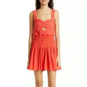 New Sea New York Camila Crochet Orange Romper